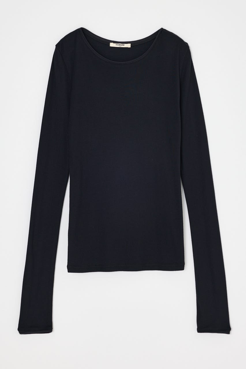 【THROW】SHEER FINE FIT C/N トップス BLK FREE