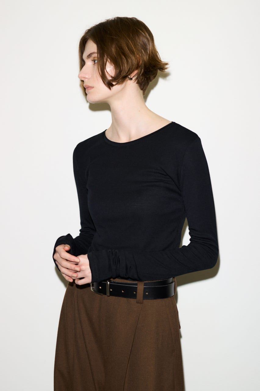 【THROW】SHEER FINE FIT C/N トップス BLK FREE