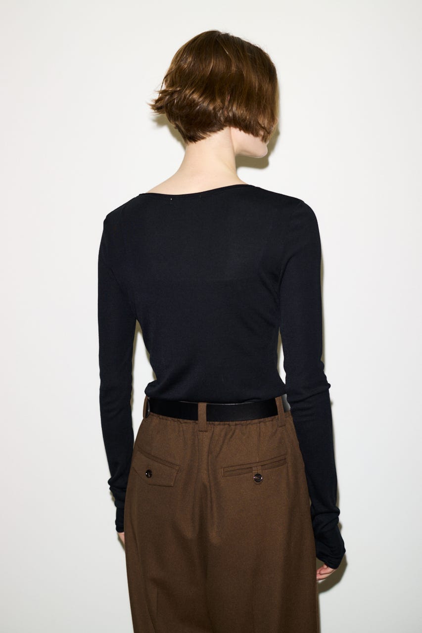 【THROW】SHEER FINE FIT C/N トップス BLK FREE
