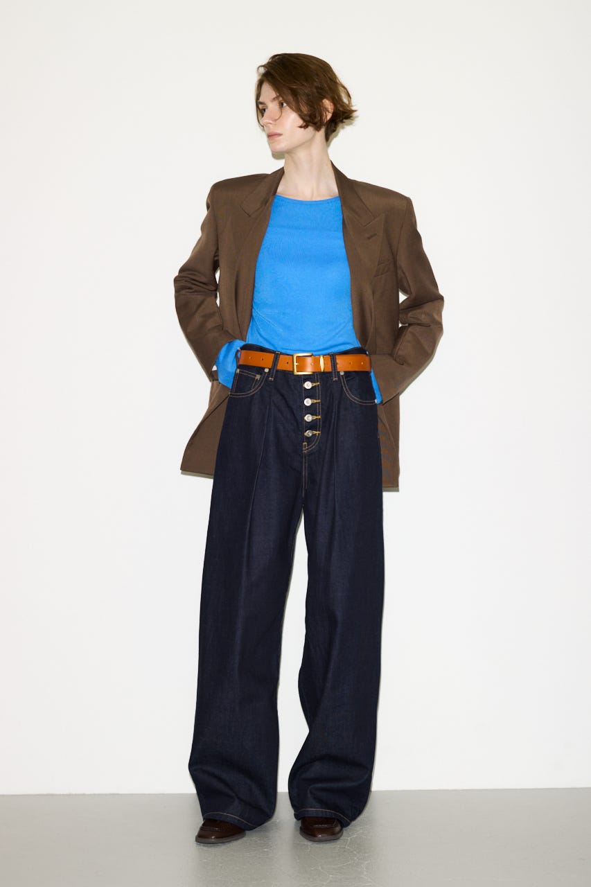 【THROW】SHEER FINE FIT C/N トップス BLU FREE