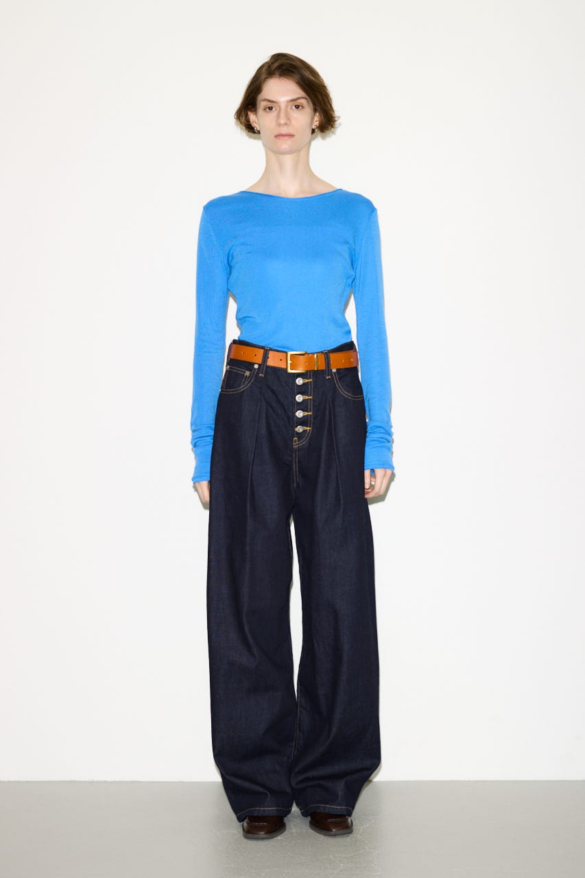 【THROW】SHEER FINE FIT C/N トップス BLU FREE