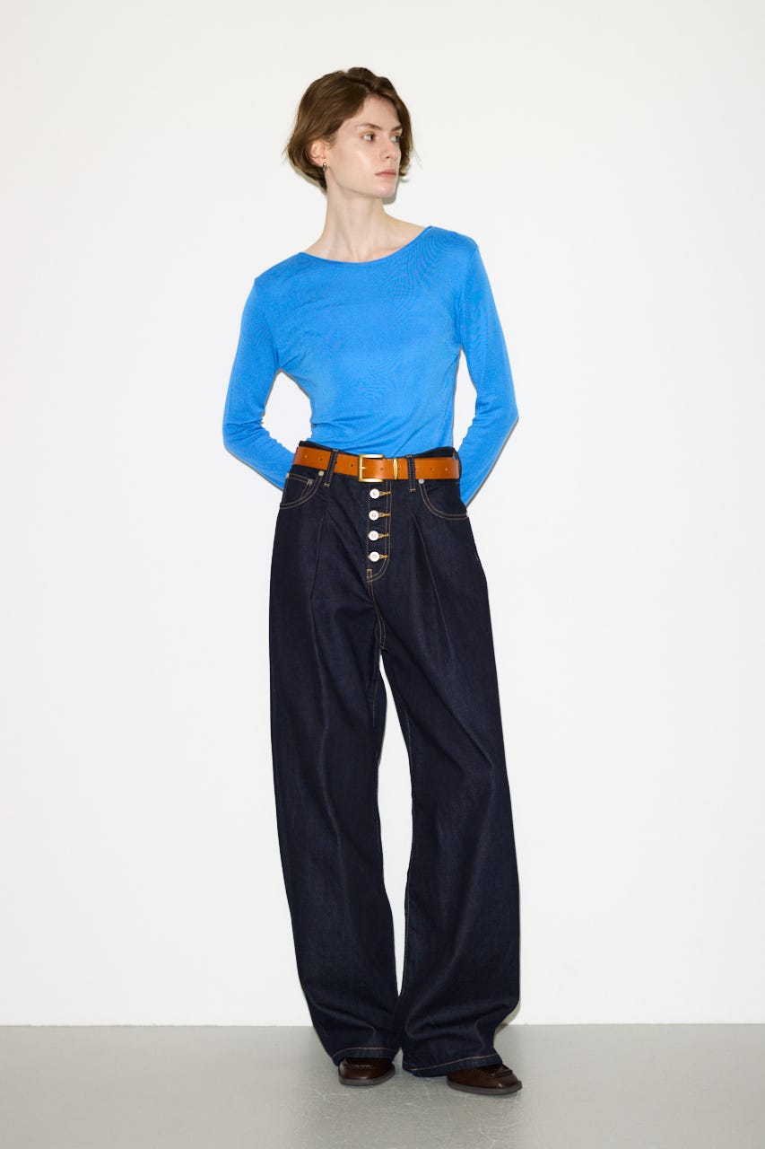 【THROW】SHEER FINE FIT C/N トップス BLU FREE