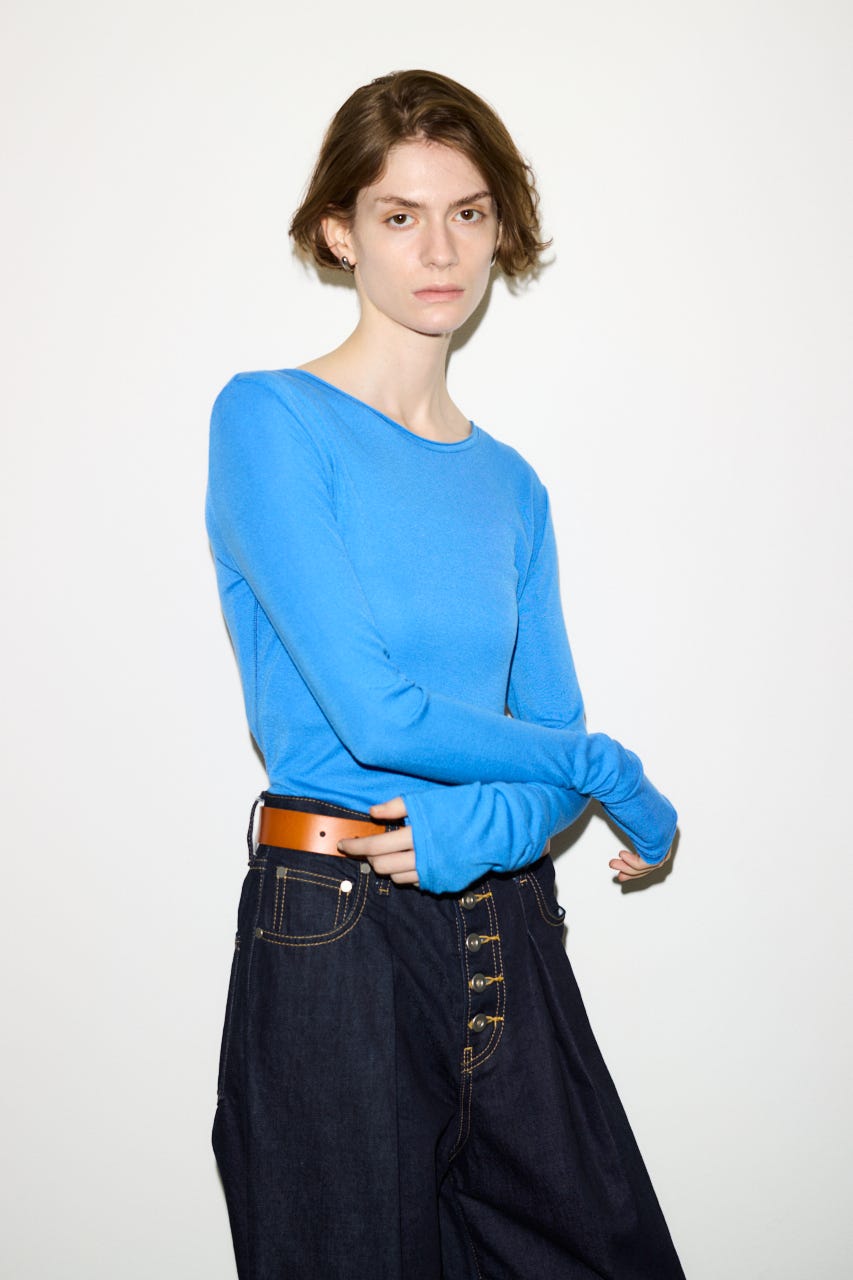 【THROW】SHEER FINE FIT C/N トップス BLU FREE