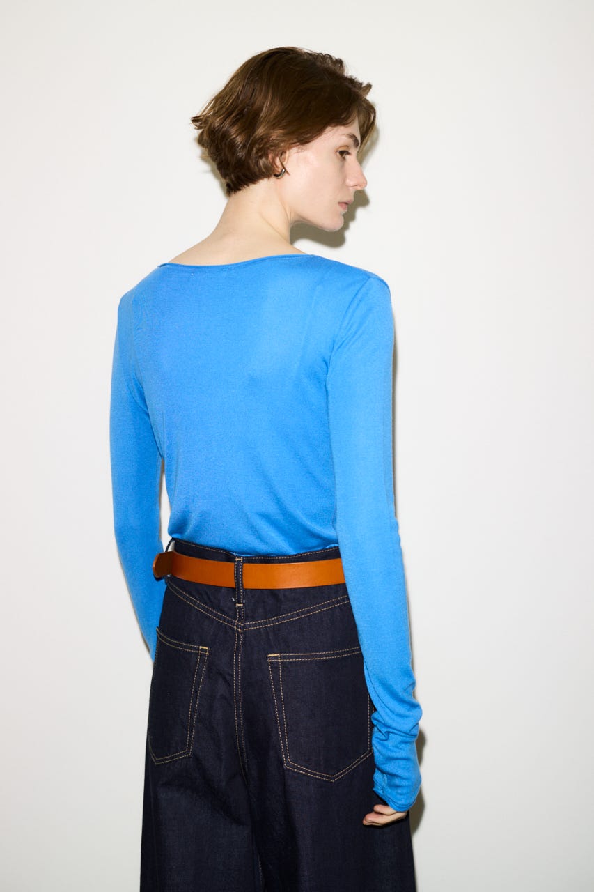 【THROW】SHEER FINE FIT C/N トップス BLU FREE
