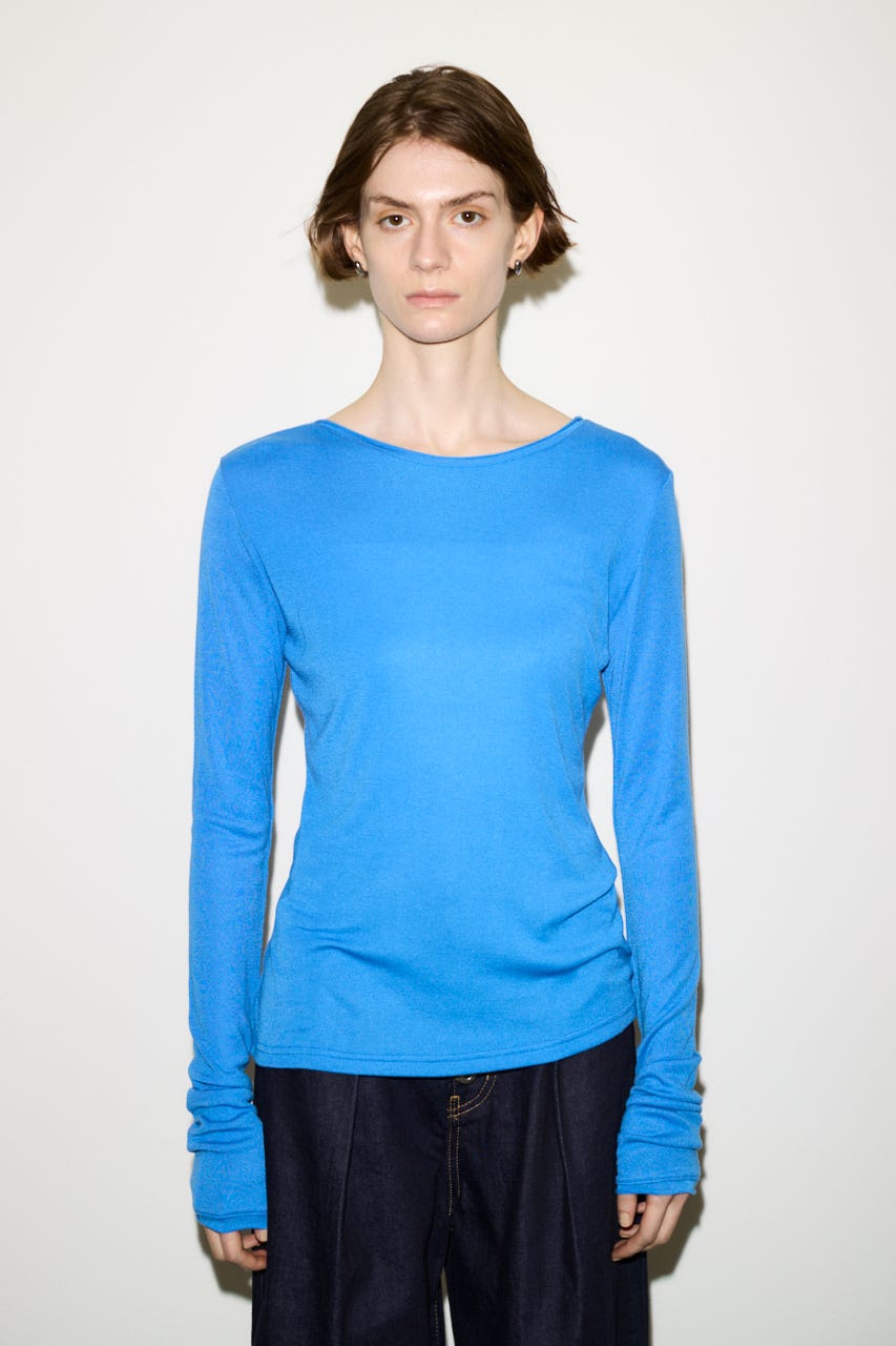 【THROW】SHEER FINE FIT C/N トップス BLU FREE