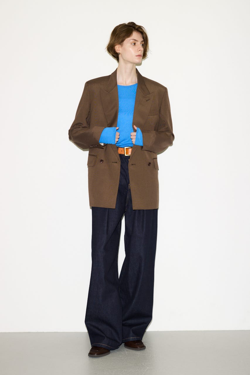 【THROW】SHEER FINE FIT C/N トップス BLU FREE