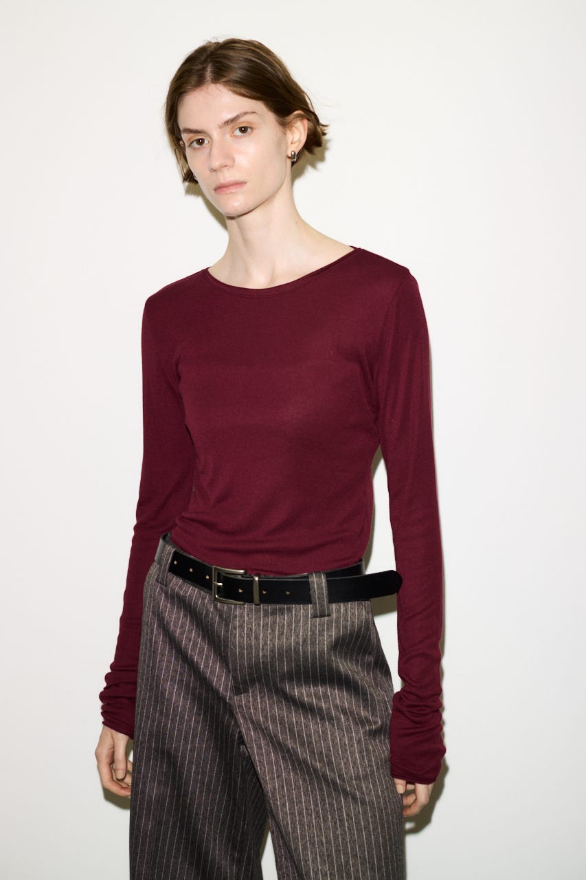 【THROW】SHEER FINE FIT C/N トップス D/RED FREE