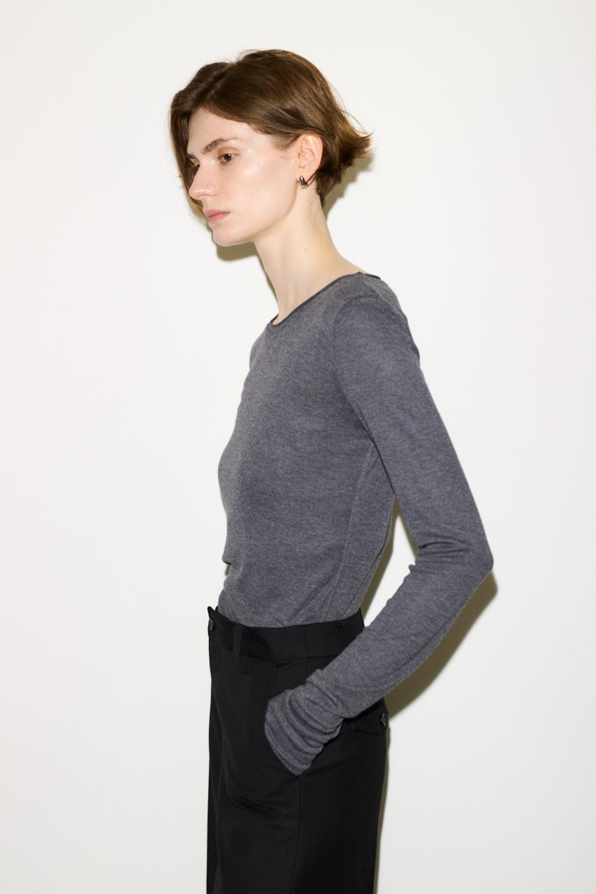 【THROW】SHEER FINE FIT C/N トップス T.GRY FREE