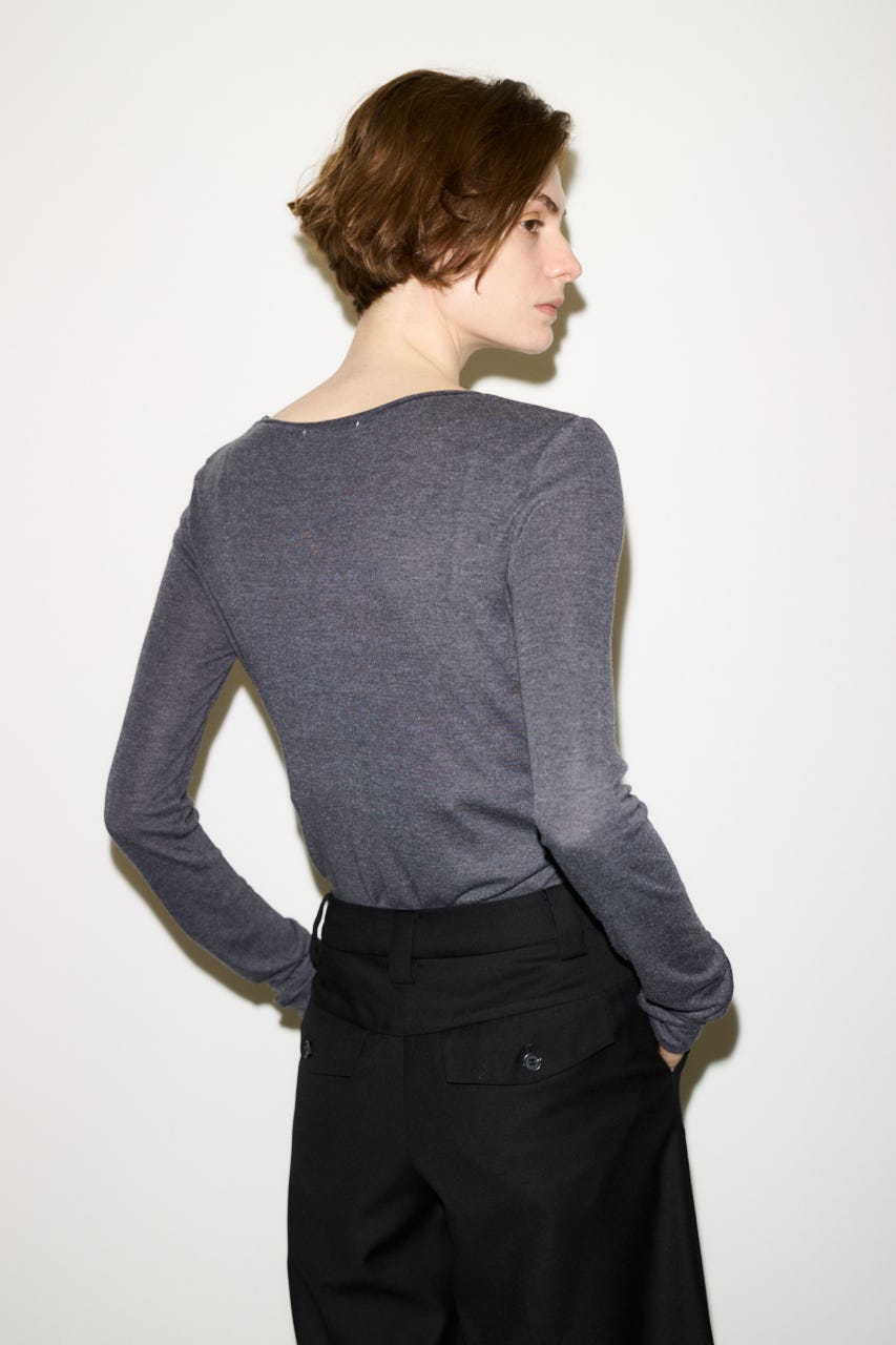 【THROW】SHEER FINE FIT C/N トップス T.GRY FREE