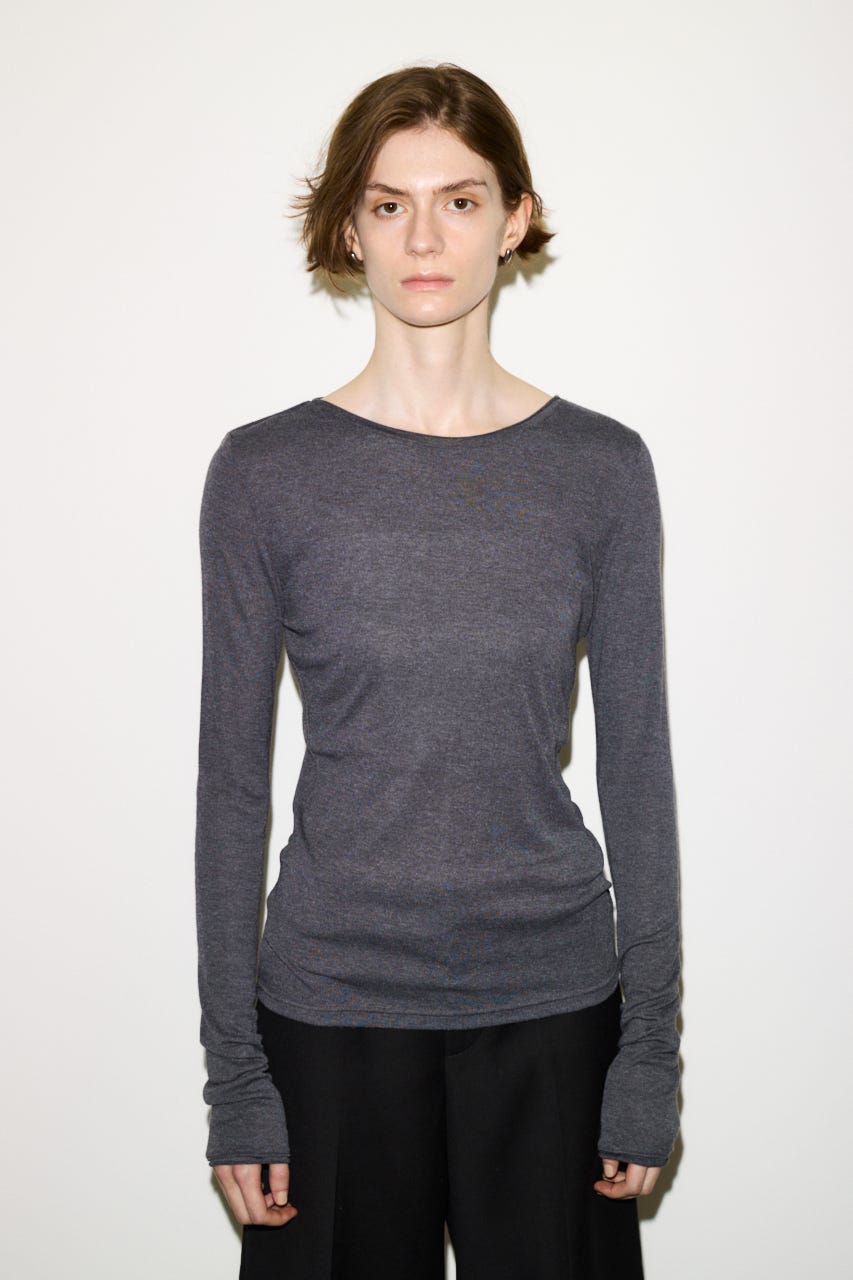 【THROW】SHEER FINE FIT C/N トップス T.GRY FREE