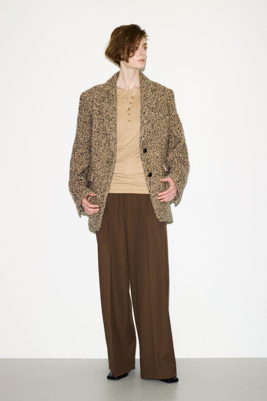【THROW】SHEER FINE FIT HENLEY トップス BEG FREE