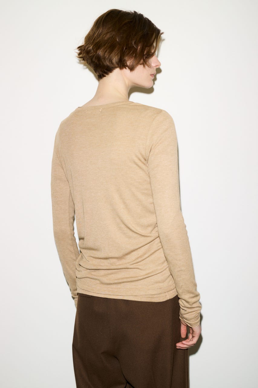 【THROW】SHEER FINE FIT HENLEY トップス BEG FREE