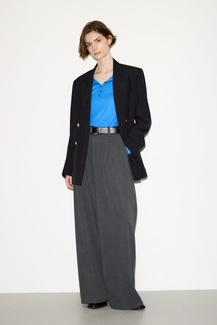 【THROW】SHEER FINE FIT HENLEY トップス BLU FREE