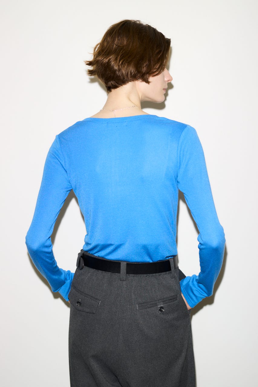 【THROW】SHEER FINE FIT HENLEY トップス BLU FREE