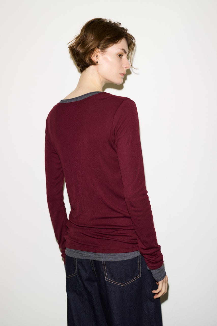 【THROW】SHEER FINE FIT HENLEY トップス D/RED FREE