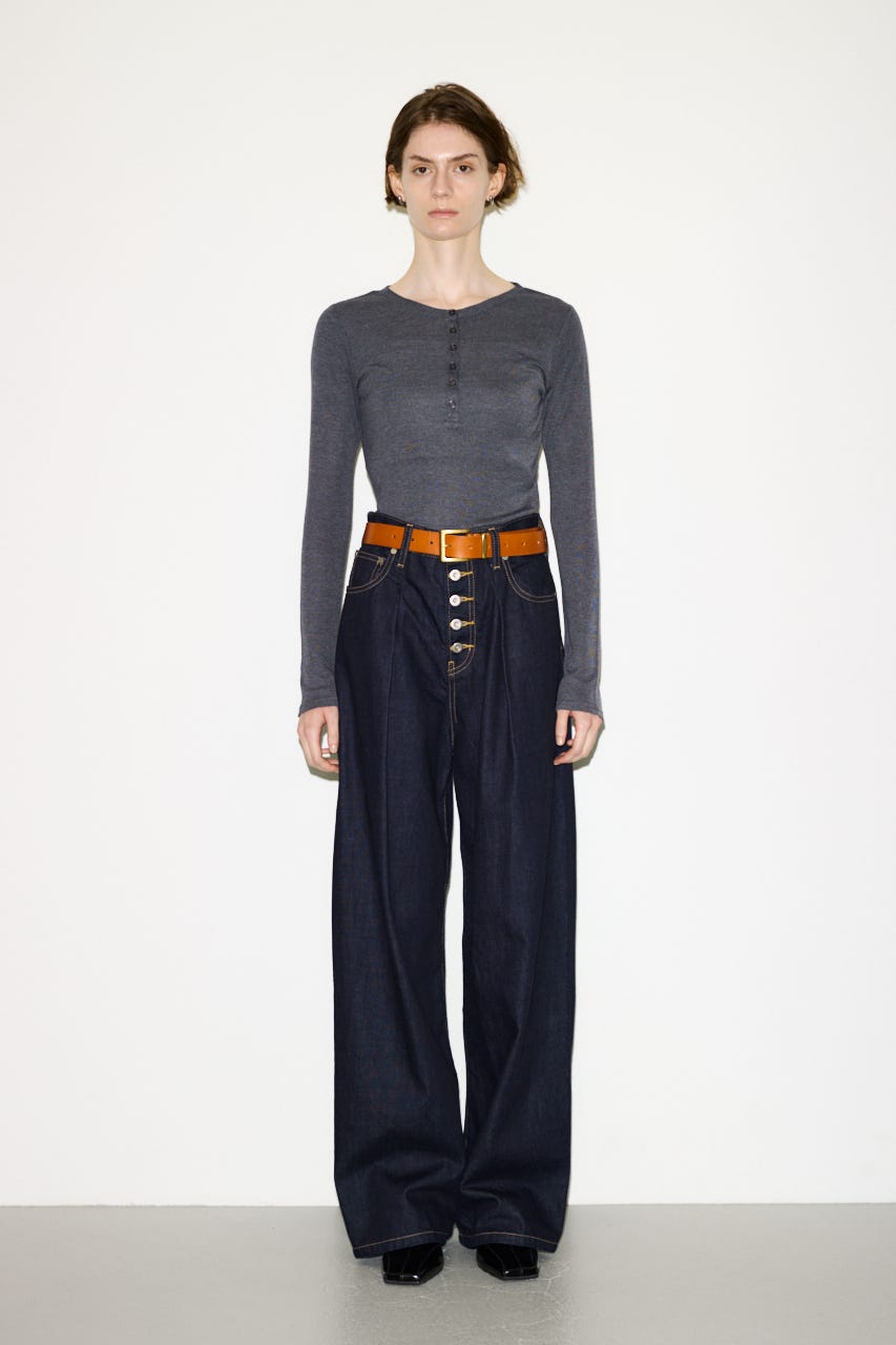 【THROW】SHEER FINE FIT HENLEY トップス T.GRY FREE