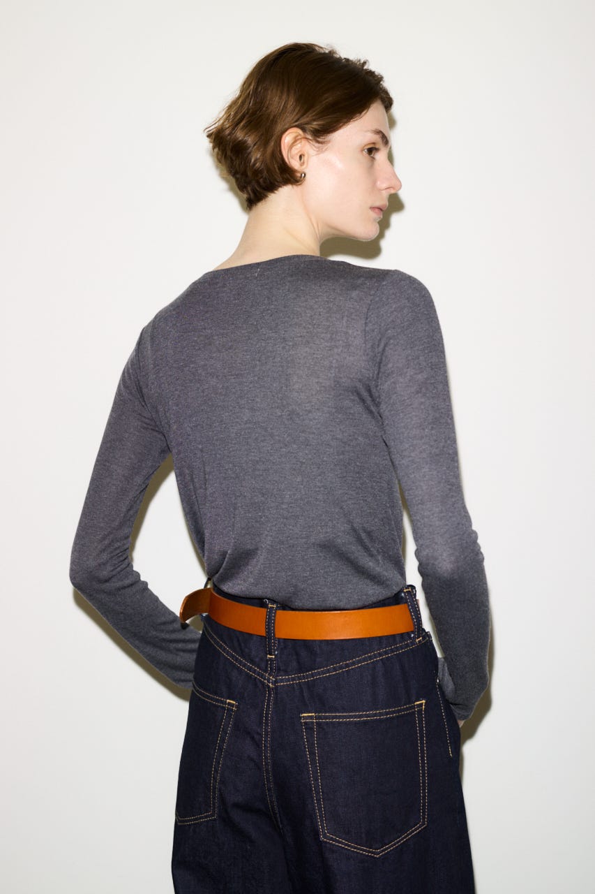 【THROW】SHEER FINE FIT HENLEY トップス T.GRY FREE