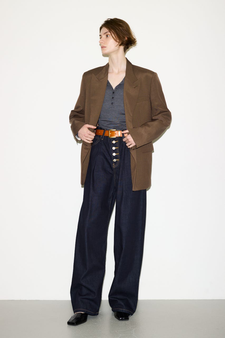 【THROW】SHEER FINE FIT HENLEY トップス T.GRY FREE