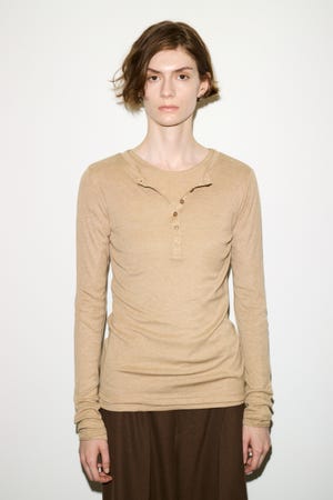 【THROW】SHEER FINE FIT HENLEY トップス