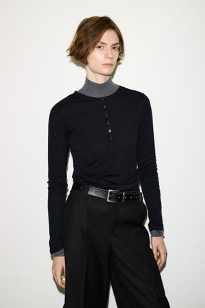 【THROW】SHEER FINE FIT HENLEY トップス