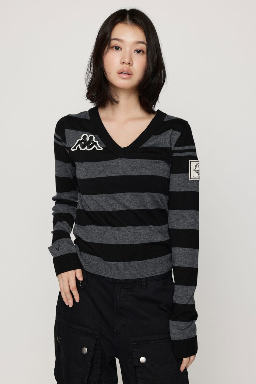 KAPPA x SLY V NECK トップス M/BLK FREE
