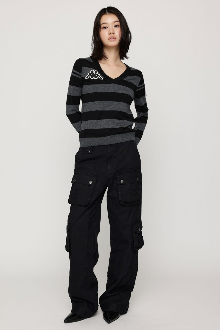 KAPPA x SLY V NECK トップス M/BLK FREE