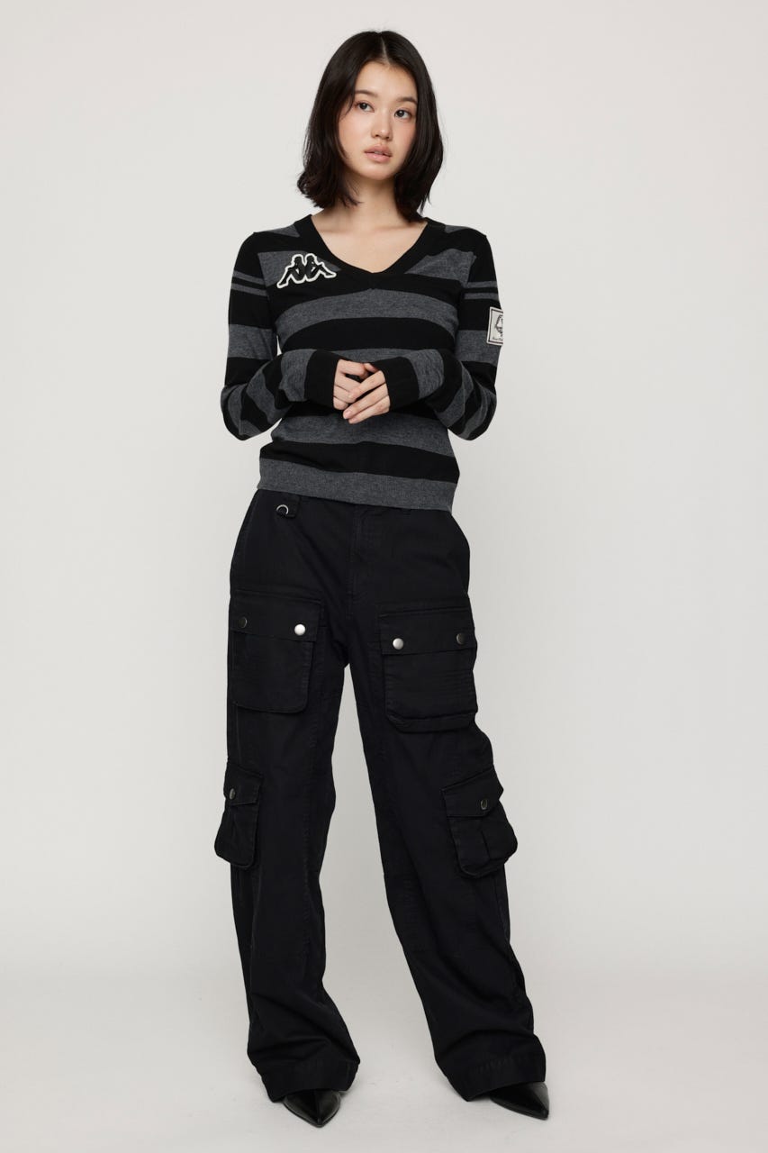 KAPPA x SLY V NECK トップス M/BLK FREE