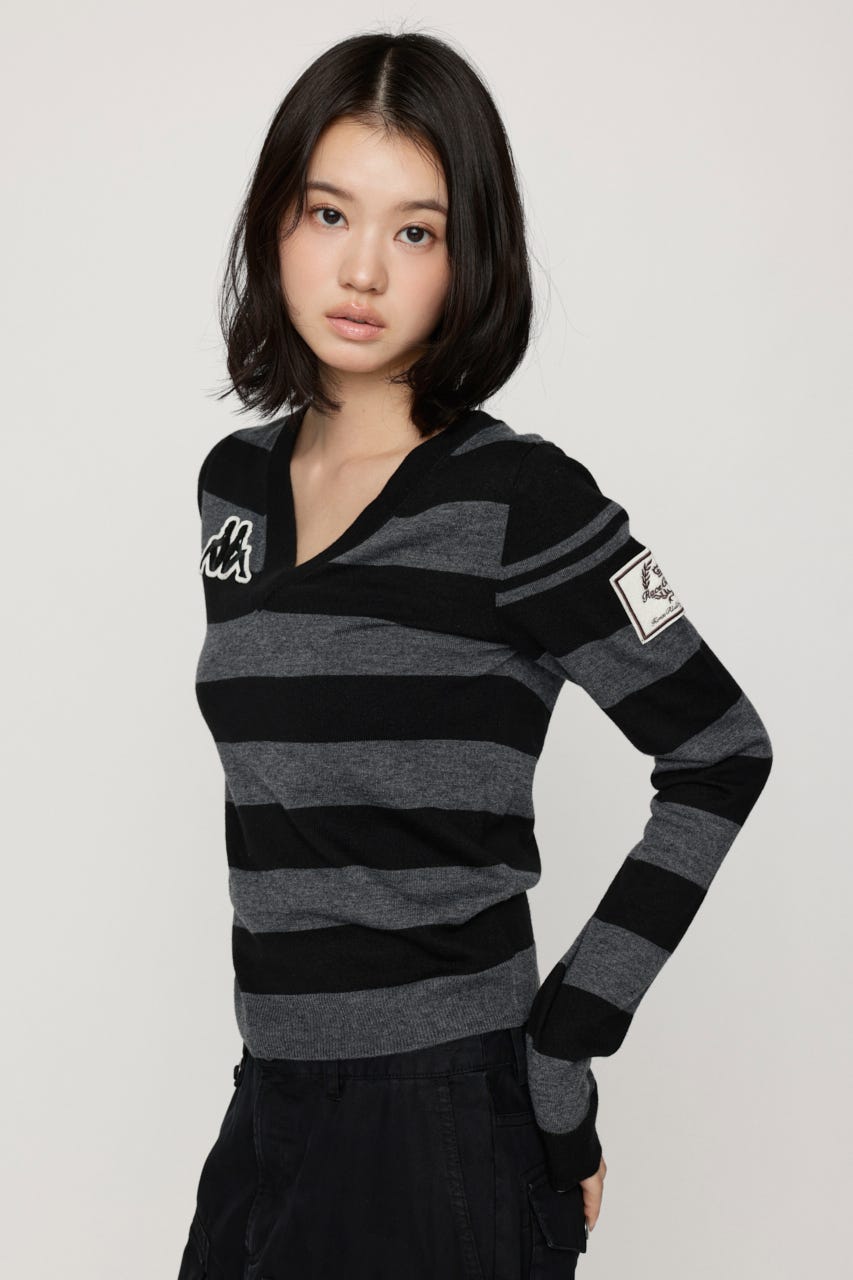 KAPPA x SLY V NECK トップス M/BLK FREE