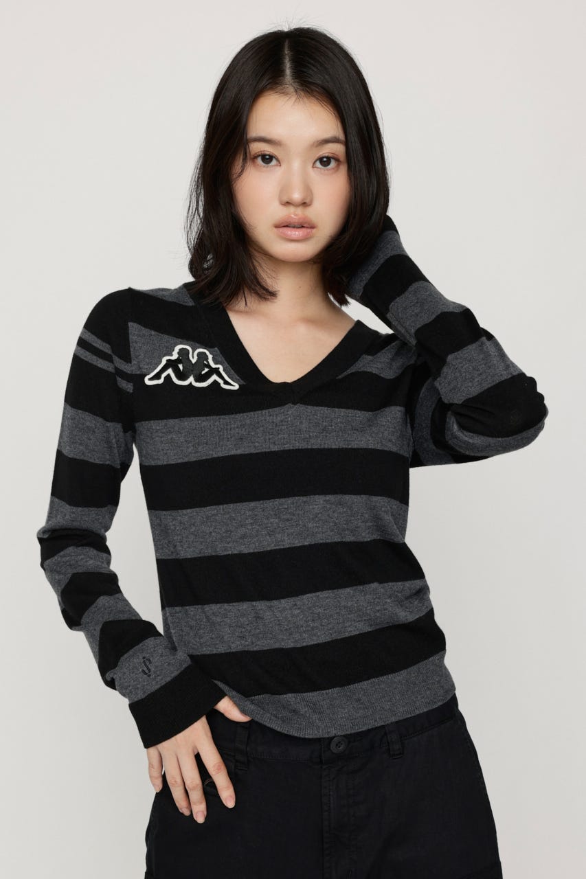 KAPPA x SLY V NECK トップス M/BLK FREE