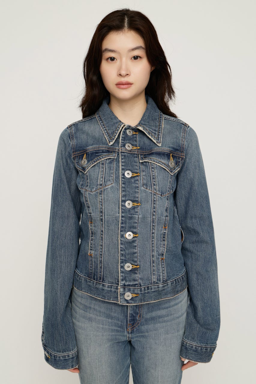 BELTED COMPACT DENIM ジャケット BLU FREE
