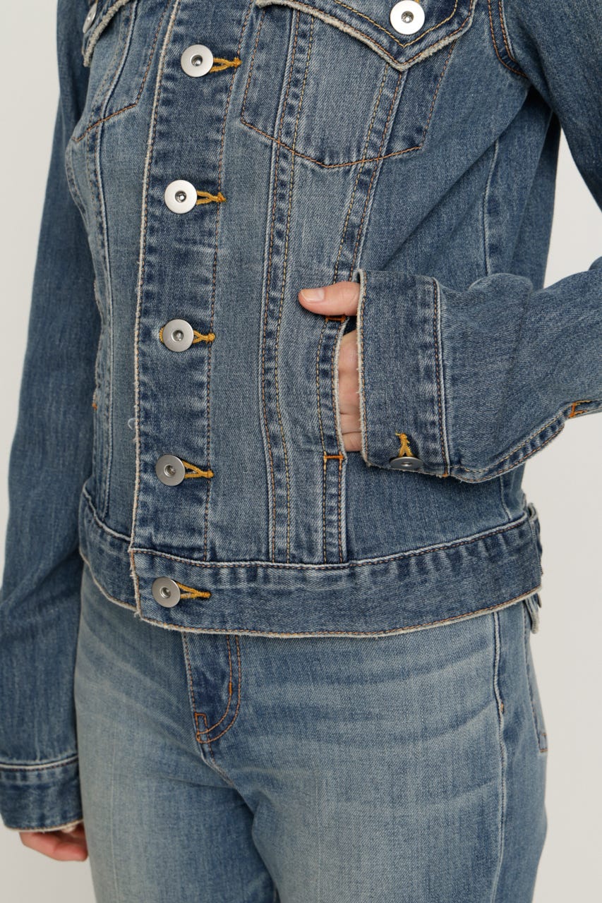 BELTED COMPACT DENIM ジャケット BLU FREE