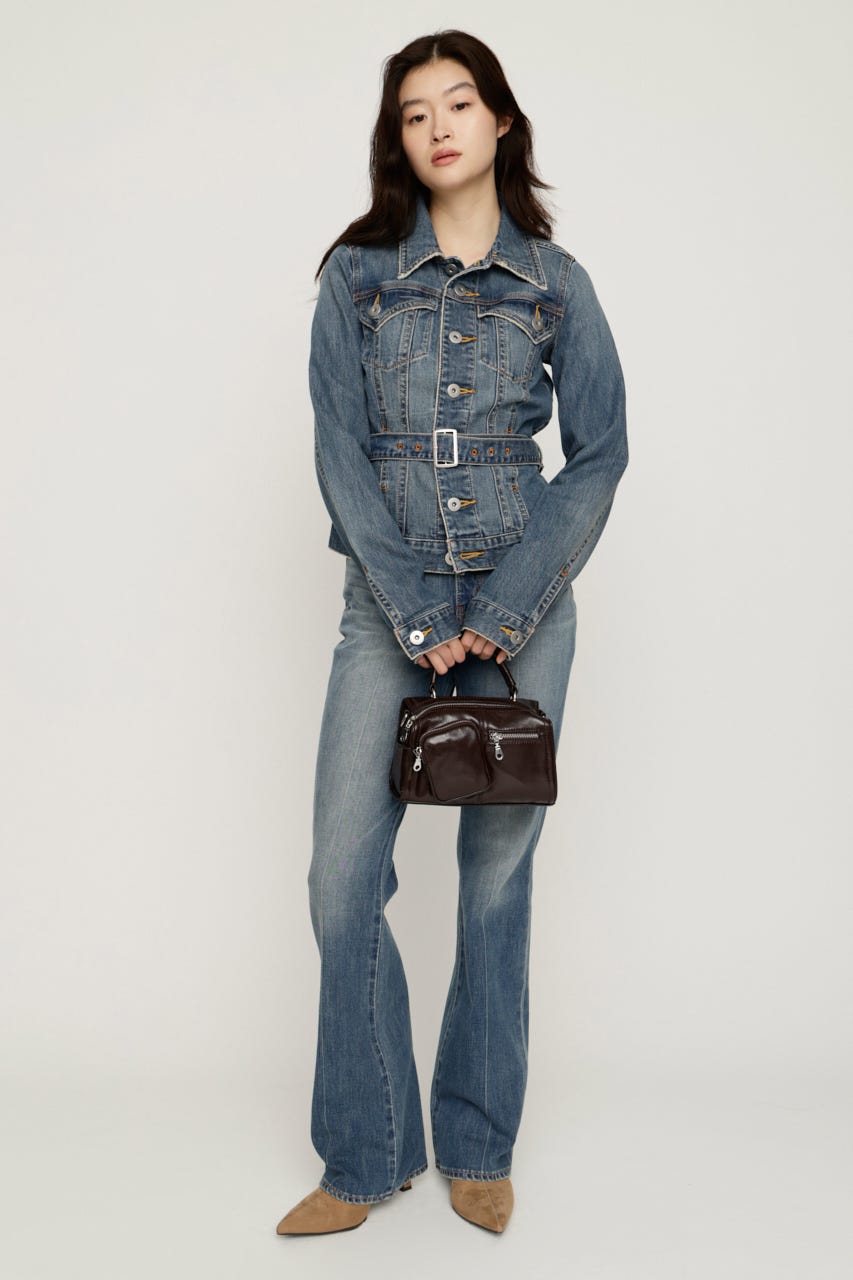 BELTED COMPACT DENIM ジャケット BLU FREE