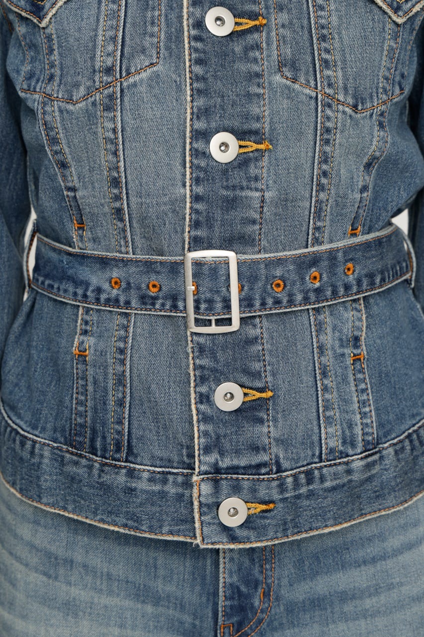 BELTED COMPACT DENIM ジャケット BLU FREE