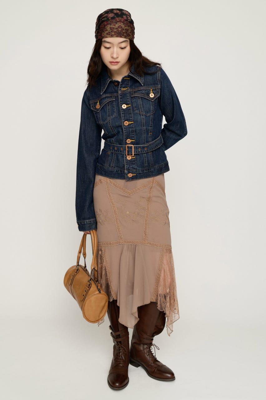 BELTED COMPACT DENIM ジャケット D/BLU FREE