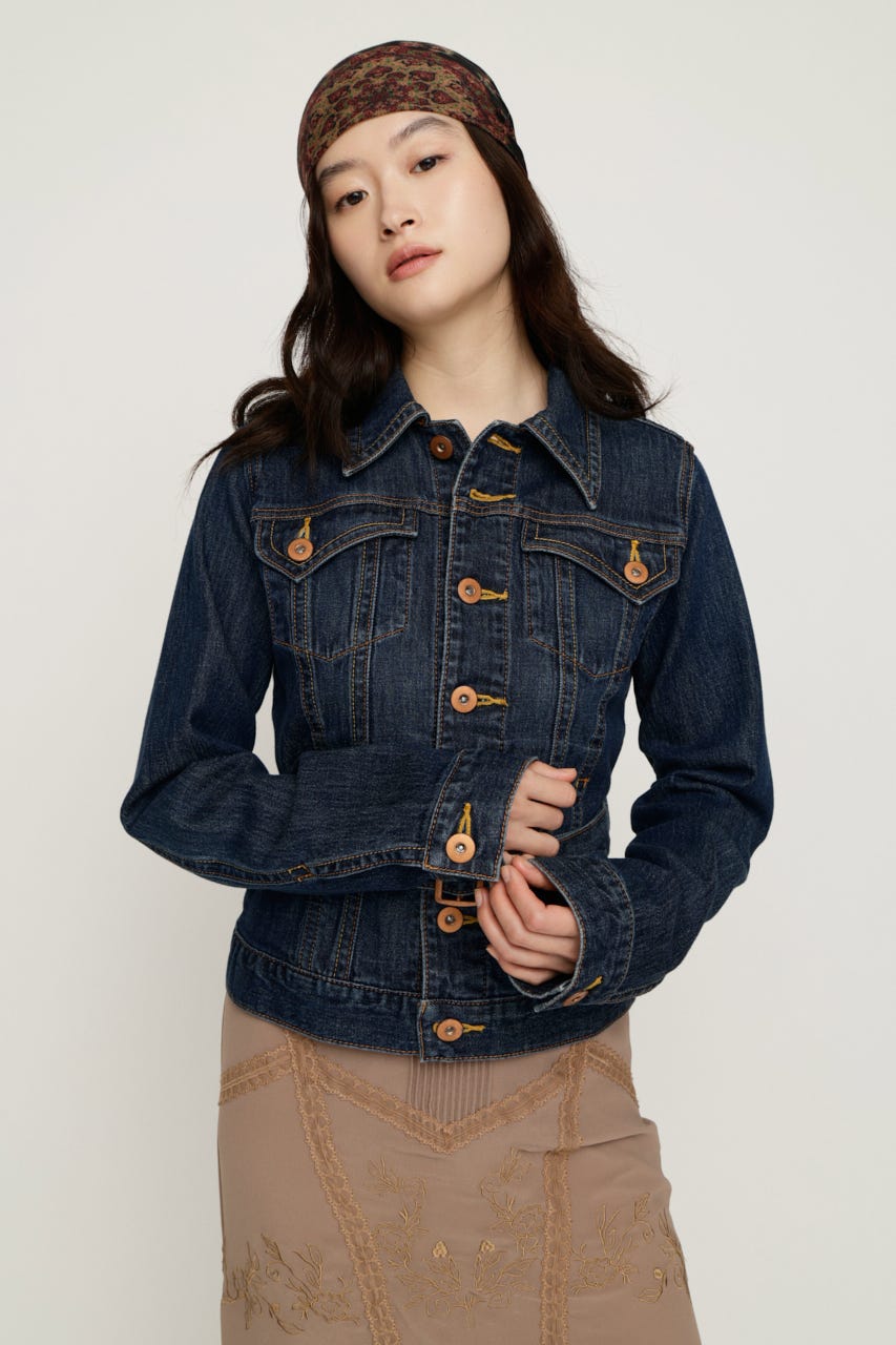 BELTED COMPACT DENIM ジャケット D/BLU FREE