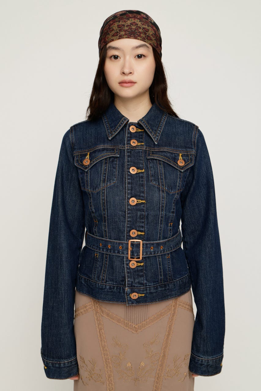 BELTED COMPACT DENIM ジャケット D/BLU FREE
