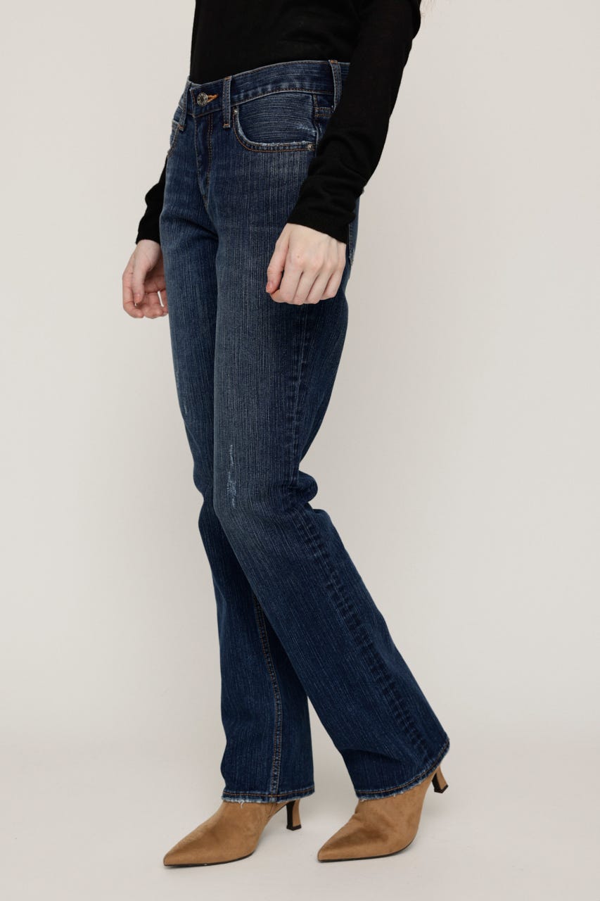 L／W STRETCH SLIM SEMI FLARE パンツ BLU 1