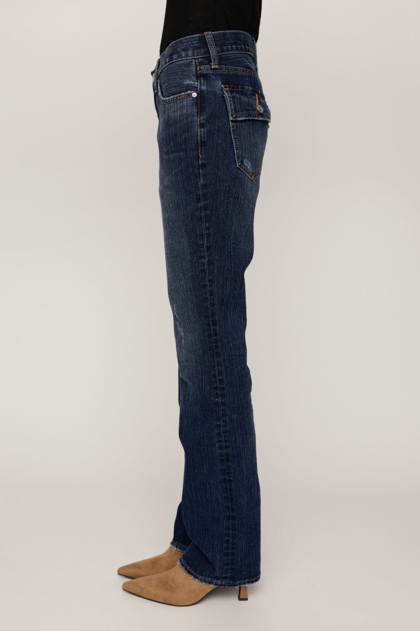 L／W STRETCH SLIM SEMI FLARE パンツ BLU 1