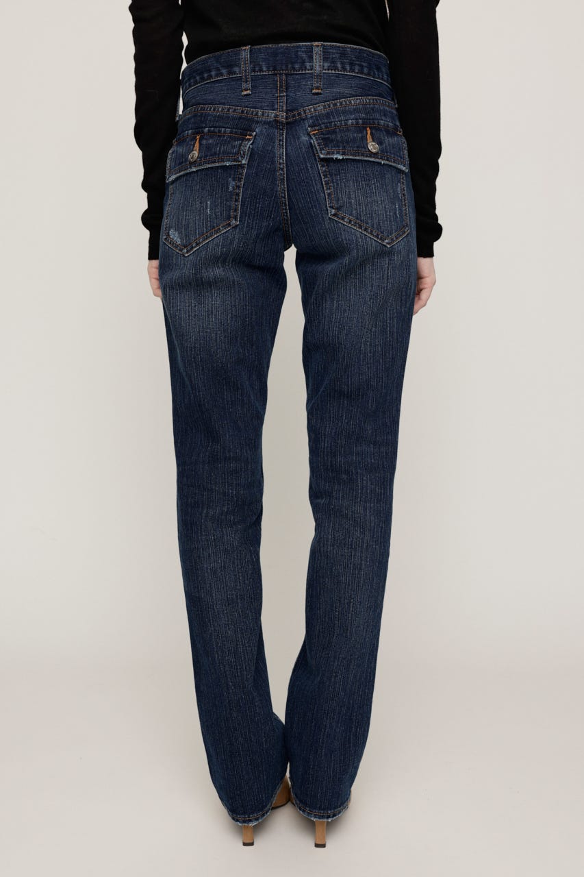 L／W STRETCH SLIM SEMI FLARE パンツ BLU 1