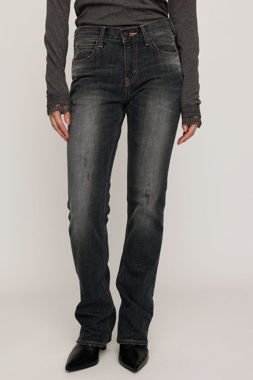 L／W STRETCH SLIM SEMI FLARE パンツ D/BLU 1