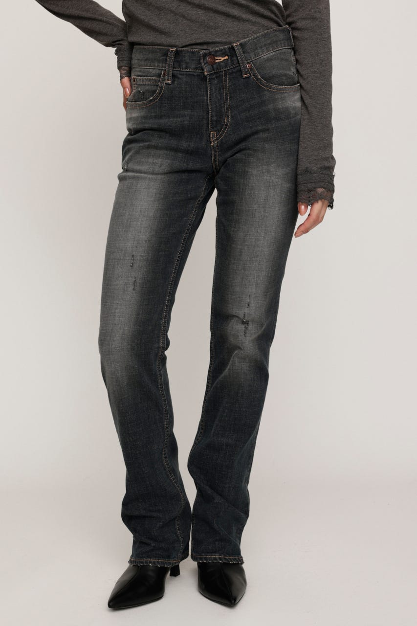 L／W STRETCH SLIM SEMI FLARE パンツ D/BLU 1