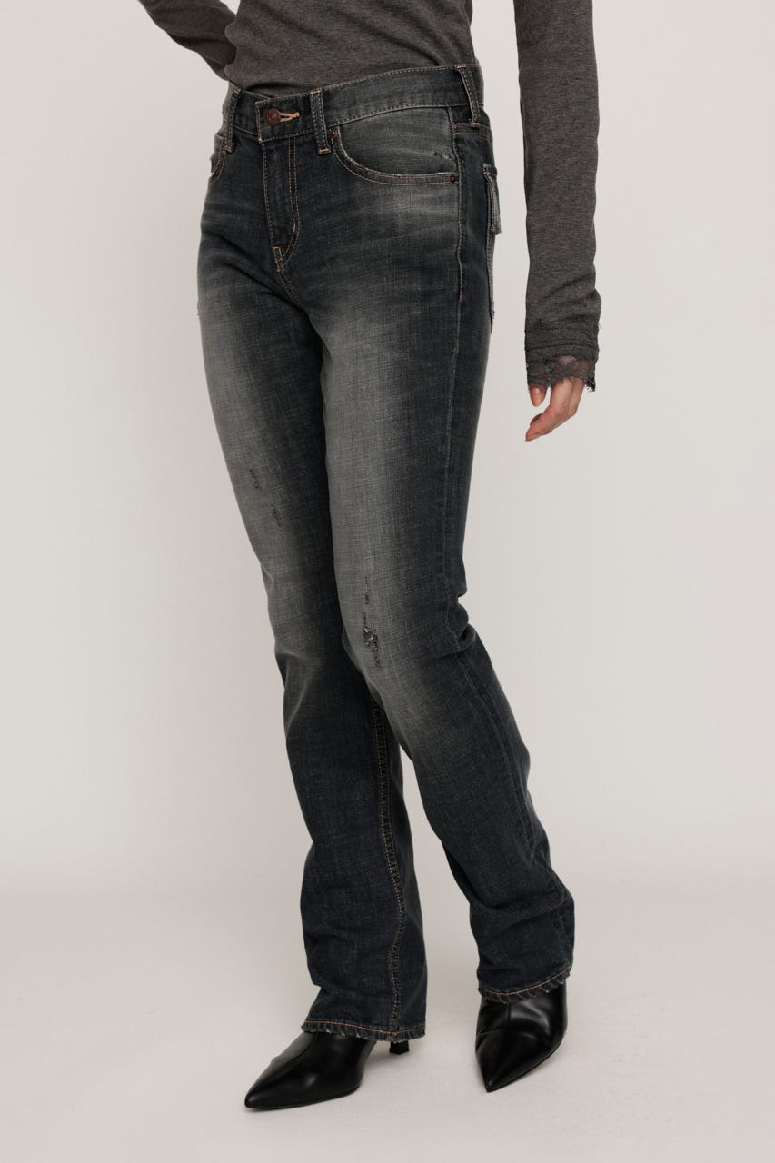 L／W STRETCH SLIM SEMI FLARE パンツ D/BLU 1