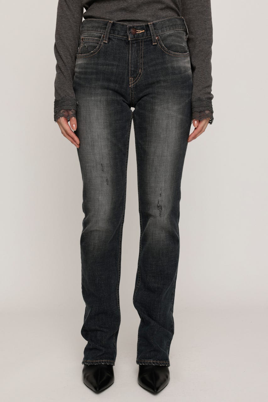 L／W STRETCH SLIM SEMI FLARE パンツ D/BLU 1