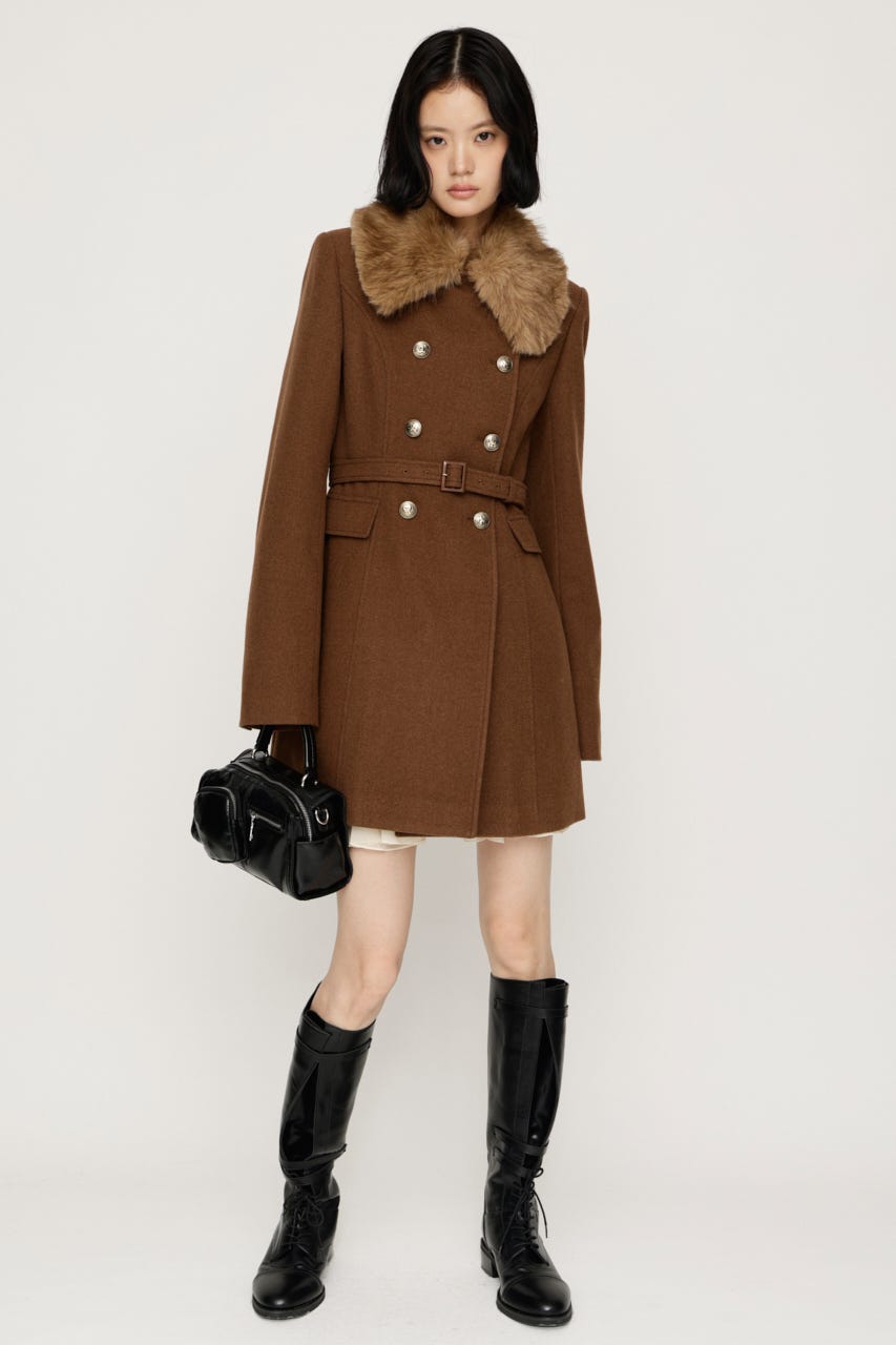 【AW PRE ORDER 第2弾】DOUBLE BUTTON FUR MIDI コート CAM FREE
