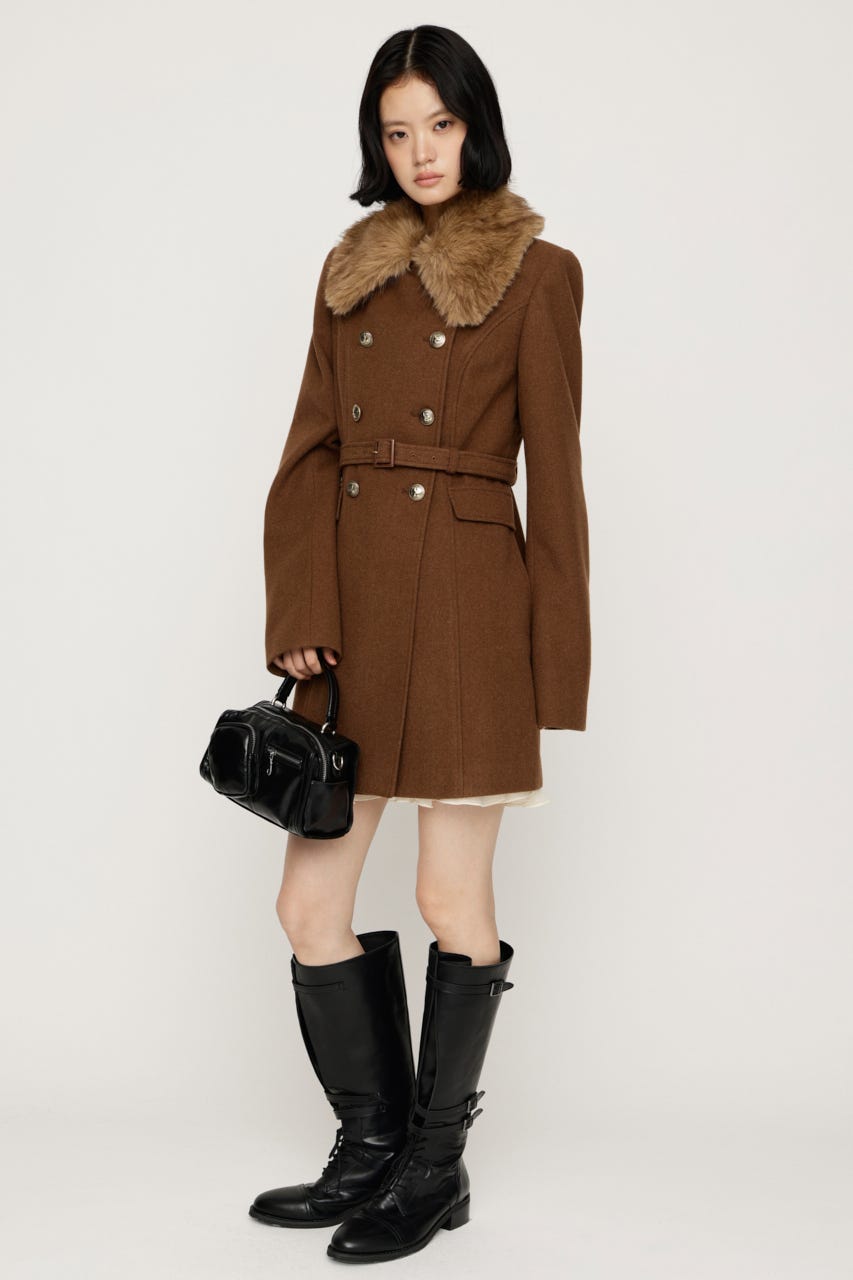 【AW PRE ORDER 第2弾】DOUBLE BUTTON FUR MIDI コート CAM FREE