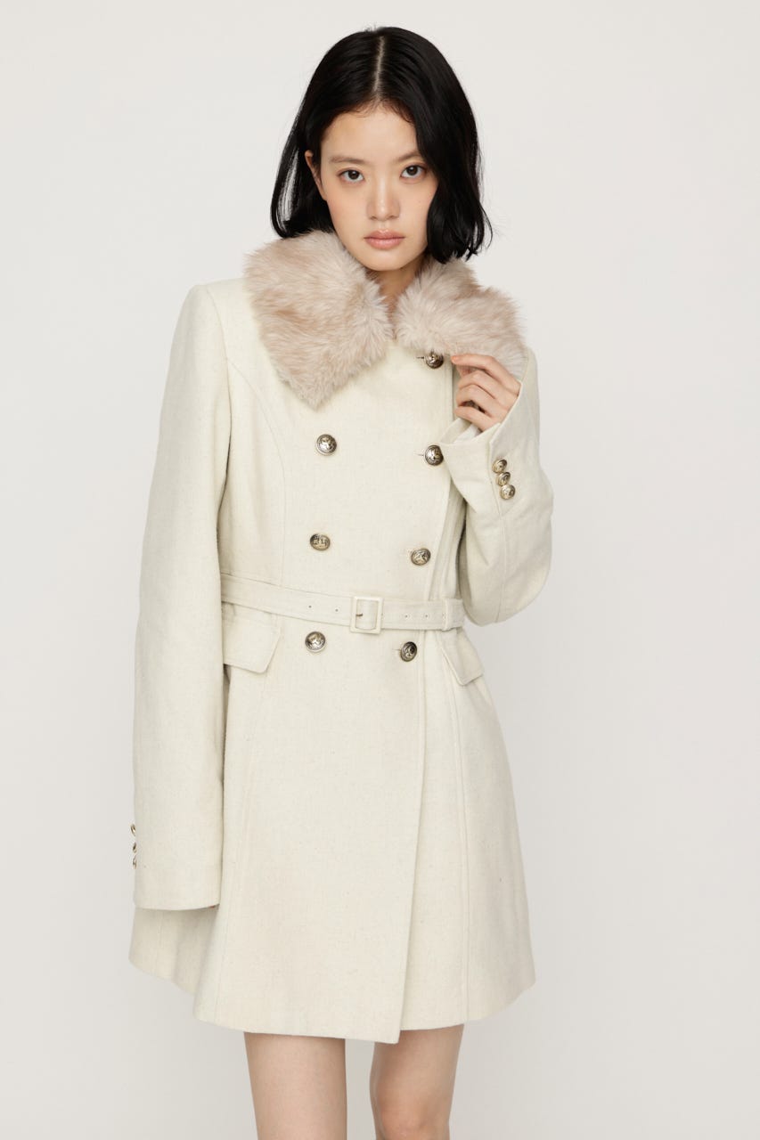 【AW PRE ORDER 第2弾】DOUBLE BUTTON FUR MIDI コート IVOY FREE
