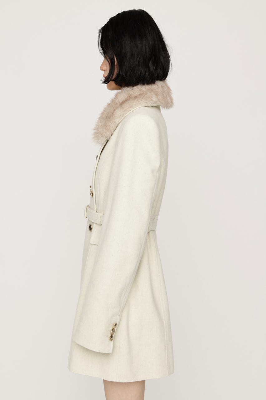 【AW PRE ORDER 第2弾】DOUBLE BUTTON FUR MIDI コート IVOY FREE