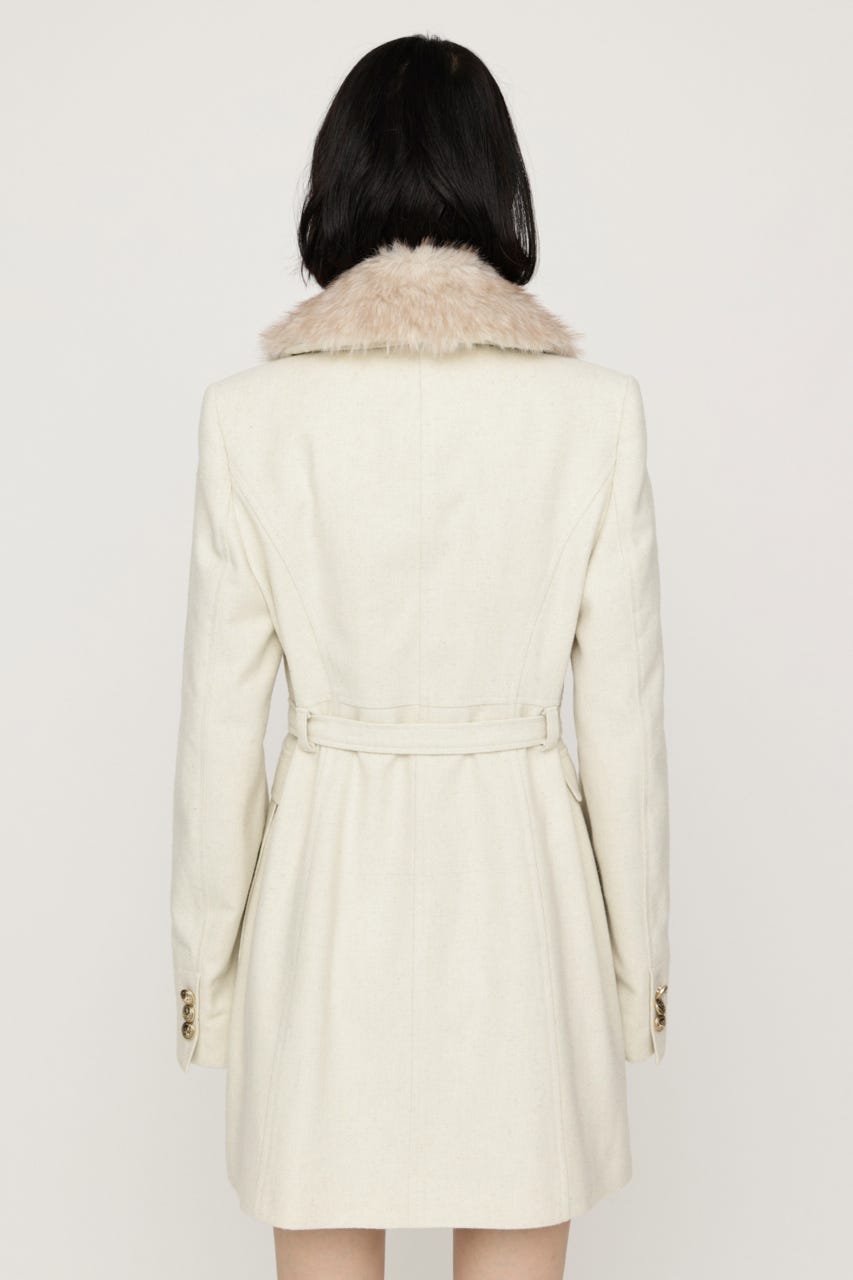【AW PRE ORDER 第2弾】DOUBLE BUTTON FUR MIDI コート IVOY FREE