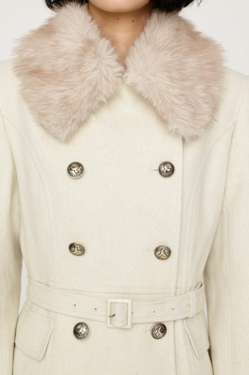 【AW PRE ORDER 第2弾】DOUBLE BUTTON FUR MIDI コート IVOY FREE