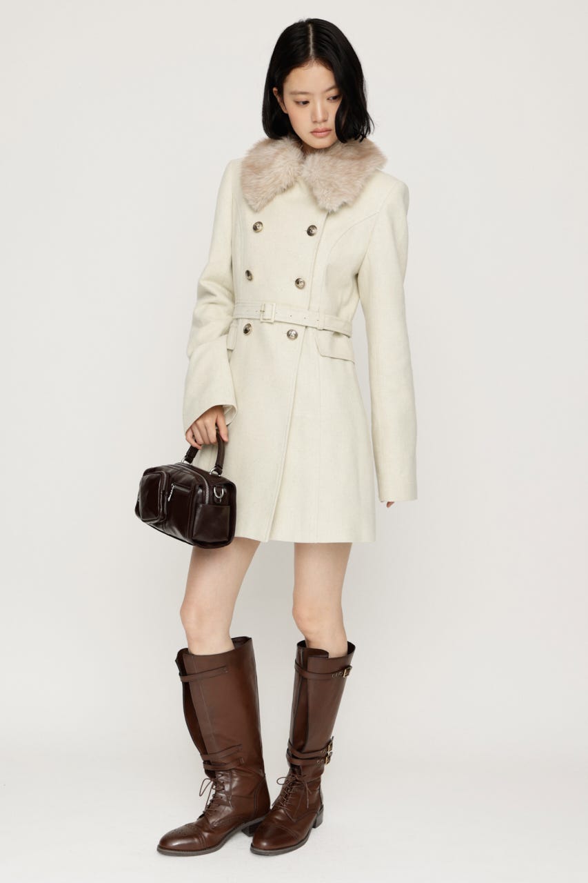 【AW PRE ORDER 第2弾】DOUBLE BUTTON FUR MIDI コート IVOY FREE